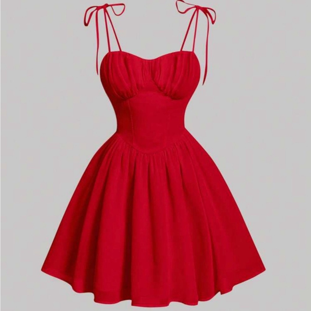 SHEIN Red Tie-Strap Mini Dress